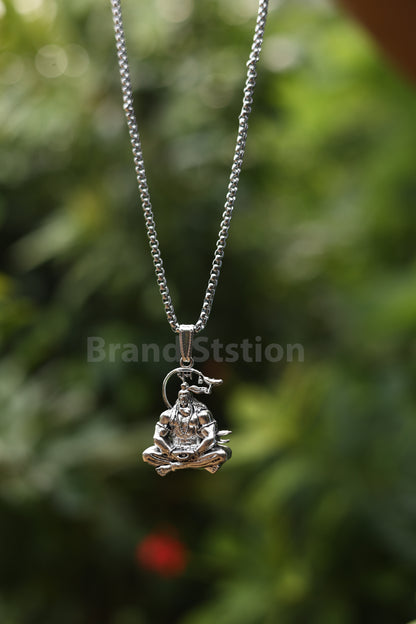 Hanuman Silver Locket With Chain