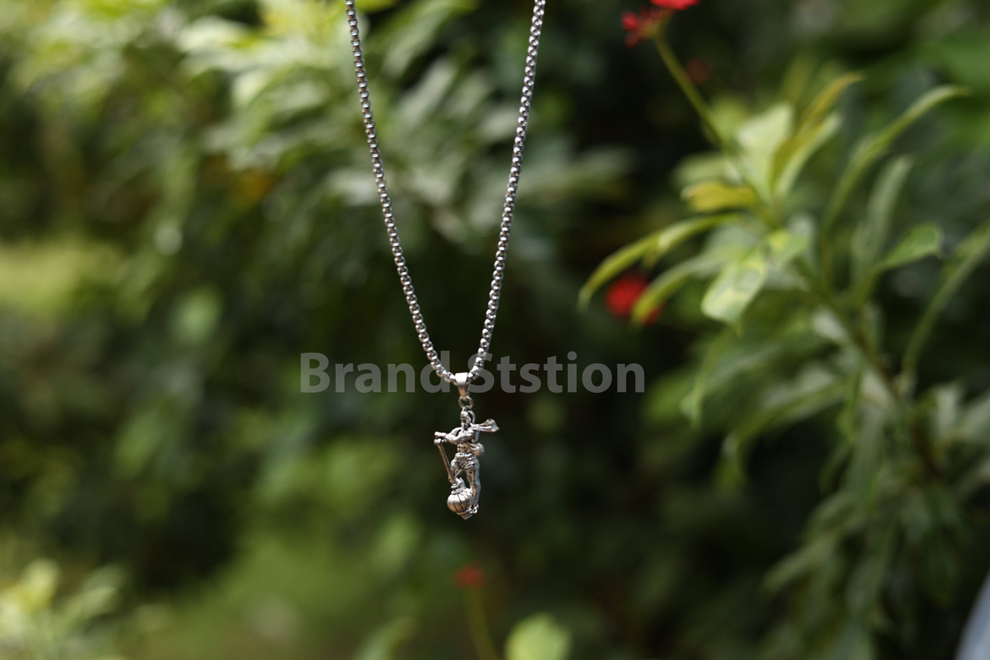 Hanumanji With Gada Silver Pendant Chain